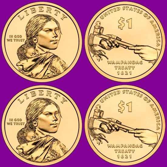 2011-P Sacagawea, Native American, 2 Dollar Coins from Philadelphia Mint Rolls - Image 1 of 1