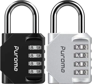 2 - pack 4 - digit waterproof padlocks in silver & black for various uses - Picture 1 of 7