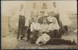 RP POSTCARDS ARMY SERVICE CORPS THE OLD BOYS 1909-14 AFTER MANOUVERES - Picture 1 of 3