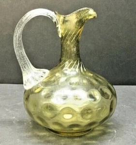 Crueta soplada a mano con patrón de panal invertido invertido con mango de caña aplicado - Imagen 1 de 6