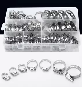 Kit surtido de abrazaderas de manguera ajustables 60 piezas engranaje de gusano abrazadera de acero inoxidable - Imagen 1 de 6