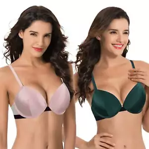 Women's Plus Size Add 1 and a half Cup Push Up Underwire Lace Bras -2PK - Picture 1 of 7