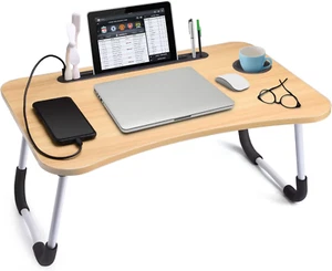 Mesa De Ordenador Escritorio Para Cama Laptop Portatil Plegable Color Marrón NEW - Picture 1 of 12