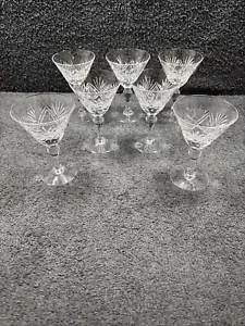 7 x Elegant Webb Crystal Champagne Coupes / Cocktail / (Stamped on base) - Picture 1 of 17