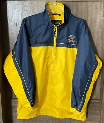 Chaqueta cortavientos Kenpo Boston Mass amarilla azul náutica talla pequeña Foto 1 de 3