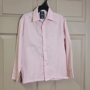 Izod Jungen Hemd mit Knopfleiste Größe 7 rosa weiß kariert Langarm - Bild 1 von 4