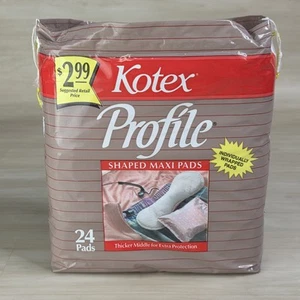 Vintage 1986 Kotex Profile Shaped Maxi Pads Pack of 24 Brown Package Prop New - Picture 1 of 7