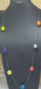 Sterling Silber Milch Murano Glas Perlen Halskette 925 Italy Vintage - Bild 1 von 9