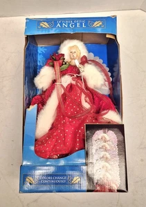 Vtg Angel Color Changing Fiber Optics Porcelain Christmas Table Top 14” Red - Picture 1 of 13