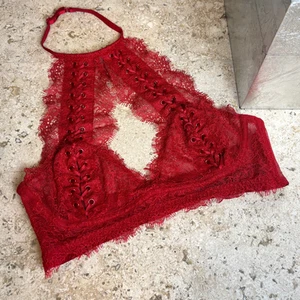 Victoria's Secret Very Sexy Red Corset Look Halter Keyhole Bralette XS NWOT  - Picture 1 of 5
