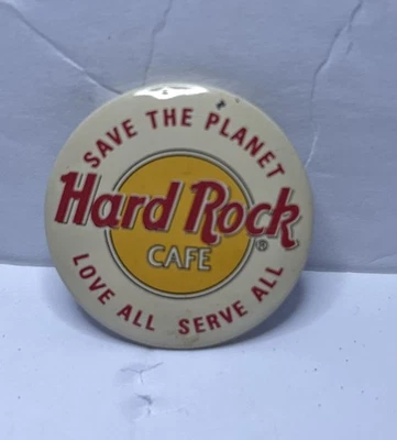 Hard Rock Café Save the Planet Love All Serve All Solapa Pin Botón Insignia Blanco Foto 1 de 3