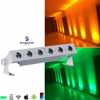 Rechargeable Stage Light Bar 6 LED RGBWA+UV Battery Powered DMX DJ Par UpLights - Image 1 of 4