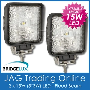 2 x 15W BL LED SQUARE FLOOD/WORK LAMP - 4x4/Driving/Truck/Boat/Caravan/RV Lights - Picture 1 of 5