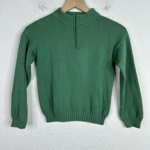 Little English Sweater Boys Size 8 Green Long Sleeve Ribbed Quarter Zip Casual - Picture 1 of 4