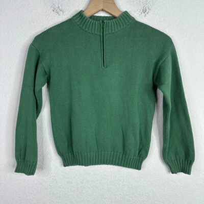 Suéter Pequeño Inglés Niños Talla 8 Verde Manga Larga Acanalado Cuarto Cremallera Informal Foto 1 de 4