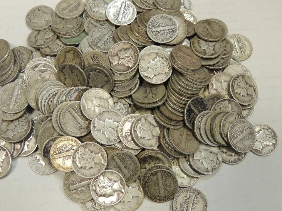 Full Date Mercury Silver Dime Lot ~ 90% 50 Coin $5.00 Face Dimes Roll Collection - Image 1 of 1