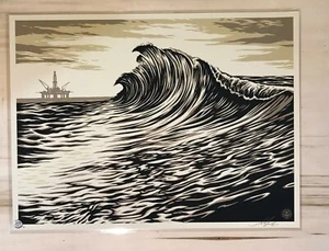 Shepard Fairey Water is the New Black poster Obey Giant S/N silkscreen 450 wave - Picture 1 of 5