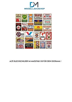 DM-MODELLBAUSHOP Alte Blechschilder 2 Tuning 1:18 Diorama Modellbau Realistisch Werkstatt Garage