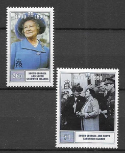 South Georgia & Sandwich Isles 1990 Queen Mothers 90th MNH set S.G. 195-196 - Imagen 1 de 1