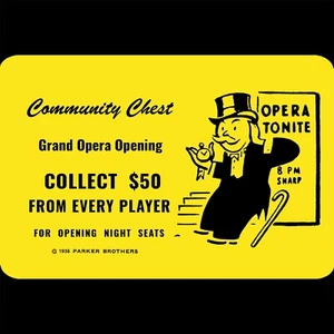 Monopoly Blechschild 12x8 Grand Opera Opening Man Stage Door Watch Tickets Poster - Bild 1 von 2