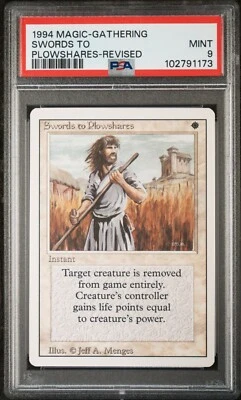 PSA 9 Mint - Swords To Plowshares - Revised - Vintage Magic The Gathering - MTG - Image 1 of 2