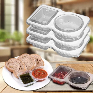 Double Compartment Condiment Container Disposable Snack Containers Home School - Picture 1 of 20