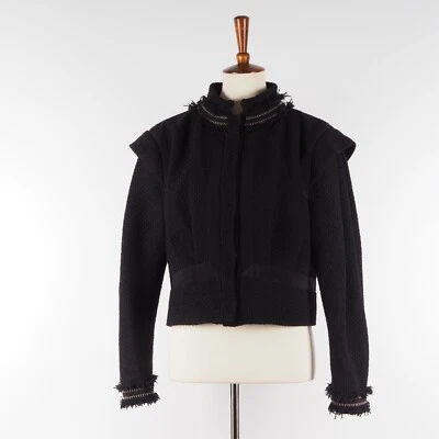 Chaqueta Abrigo Mujer Alberta Ferretti Tweed Negro US8 IT44 M Mediana Foto 1 de 4