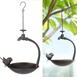 Antique Cast Iron Faucet Hanging Bird Bath, Outdoor Bird Bath, Bird Feeder Seed - Picture 1 of 12