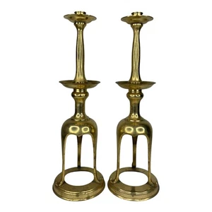 Vintage Japanese Brass Alter Pricket Open Base Candlesticks Candle Holder 20” - Picture 1 of 11