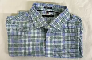 TOMMY HILFIGER MEN'S REGULAR FIT SHIRT (BLUE/GREEN, 17-17.5 32/33) (1059) - Picture 1 of 2