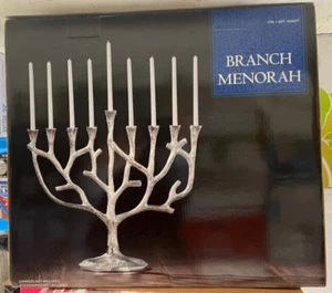 Hanukkah Branch Menorah, Casted Aluminum, Jewish Traditional Holiday Centerpiece - Picture 1 of 1