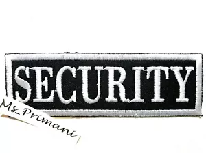 Embroidered SECURITY Patch iron/Sew On Fancy Dress Costume Badge 9x2.9CM - Foto 1 di 2