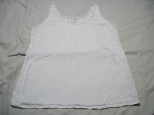 Eileen Fisher Tank Top Size L 100% Linen Sequin Ivory Lightweight Slub Knit - Picture 1 of 7