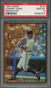 BB - 1997 Finest - #273 - Chipper Jones - Refractor - PSA 10 GEM MT - Picture 1 of 2