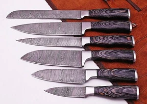 Set coltelli da cucina professionali in acciaio damascato su misura accattivanti -DB-049-6 - Foto 1 di 7