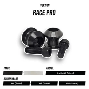 2x Edelstahl Universal Motorrad Bobbins M6 Schwarz | Motorrad Ständeraufnahmen - Bild 1 von 8