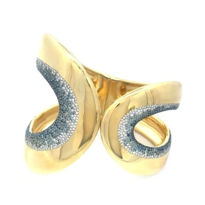 Brazalete Ippolita Stardust Oro Diamante Zafiro 6ct 18k Amarillo Banda Ancha Pesada Foto 1 de 4