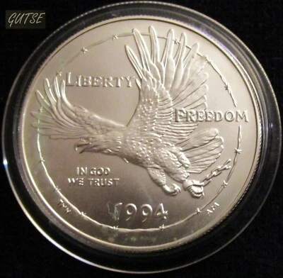 USA, DOLLAR 1994 W, NATIONAL PRISONER OF WAR MUSEUM, SILVER, UNCIRCULATED. - Image 1 of 2