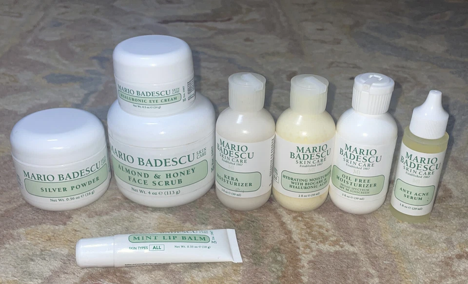 Mario Badescu Lote Hidratante Hialurónico Ojos Crema Suero Bálsamo Labial Plata Polvo Foto 1 de 1