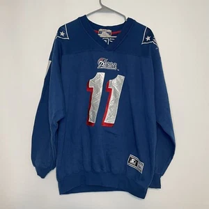 Vtg 1996 Starter Drew Bledsoe New England Patriots Large 48 Jersey Sweatshirt - Picture 1 of 5