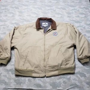 Vintage California Outerwear Jacket Mens XL Tan Full Zip Blanket Lined Branded - Picture 1 of 12