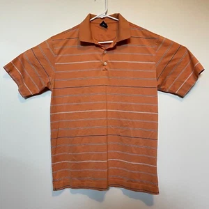 Nike Mens Polo Size L Orange Striped Golf Short Sleeve Dri Fit Athletic Casual - Picture 1 of 12