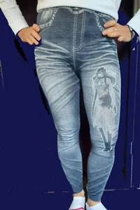 Leggings Jeans, women faded blue jean look w/ leg design by CHUNS NWOT. - Picture 1 of 8