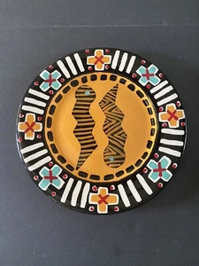 12” Decorative Plate BIG MEDICINE Tribal Folk Artist Painted Rebecca Collins ‘90 - Picture 1 of 9
