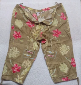John Paul Richard Uniform Women Linen Floral print Pants 3XL 46 waist 24 inseam - Picture 1 of 12