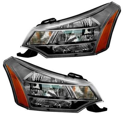 For 09-11 Focus Halogen Headlight Headlamp Head Light w/Bulb Black Trim PAIR SET Foto 1 de 4
