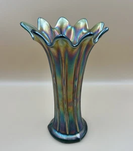 "Florero de vidrio vintage Northwood Carnival 9 dedos 8,5""" - Imagen 1 de 4