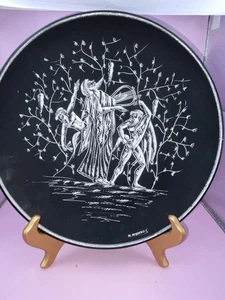 Hand Made Greece Greek Mythology sgraffito-style Artwork Terracotta Plate - Picture 1 of 6