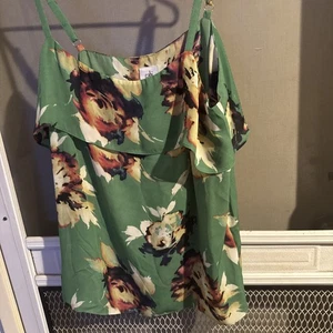 Cabi Bloom Cami Green Floral Blouse Tank Adjustable Straps New With Tags Size L - Picture 1 of 9