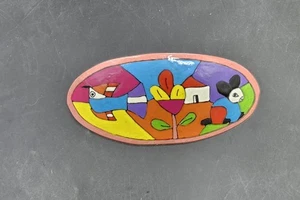 El Salvador Stil Gemälde Haarspange Vintage Holz - Bild 1 von 5